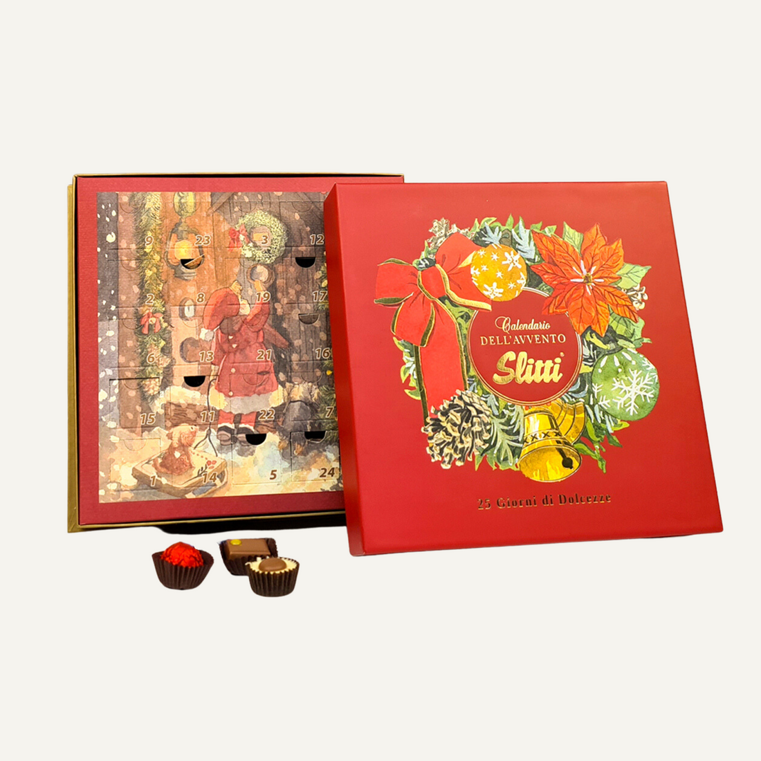 Slitti presents his first vintage Advent Calendar, hand-painted with watercolors